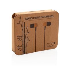 Vue Ecouteurs sans fil en bambou de couleur marron| Krokrodeal