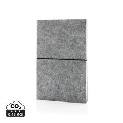 Vue Cahier A5 à couverture souple en feutre recyclé certifié GRS de couleur gris| Krokrodeal