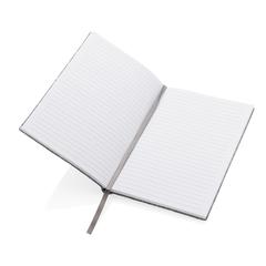 Vue Cahier A5 à couverture souple en feutre recyclé certifié GRS de couleur gris| Krokrodeal