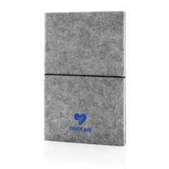 Vue Cahier A5 à couverture souple en feutre recyclé certifié GRS de couleur gris| Krokrodeal