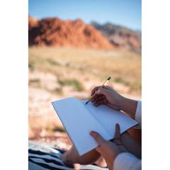 Vue Cahier A5 à couverture souple en feutre recyclé certifié GRS de couleur gris| Krokrodeal