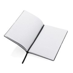 Vue Cahier A5 à couverture souple en feutre recyclé certifié GRS de couleur noir| Krokrodeal