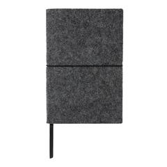 Vue Cahier A5 à couverture souple en feutre recyclé certifié GRS de couleur noir| Krokrodeal