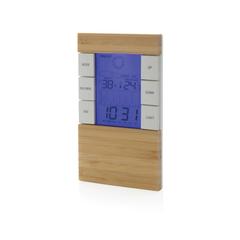Vue Station météo en bambou FSC® et plastique recyclé RCS Utah de couleur marron| Krokrodeal