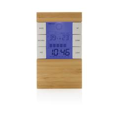 Vue Station météo en bambou FSC® et plastique recyclé RCS Utah de couleur marron| Krokrodeal