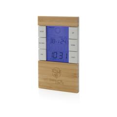 Vue Station météo en bambou FSC® et plastique recyclé RCS Utah de couleur marron| Krokrodeal