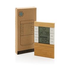 Vue Station météo en bambou FSC® et plastique recyclé RCS Utah de couleur marron| Krokrodeal