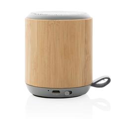 Vue Enceinte sans fil 3W en bambou et tissu de couleur marron| Krokrodeal
