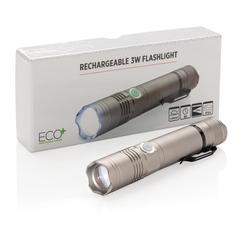 Vue Lampe torche 3W rechargeable de couleur gris| Krokrodeal