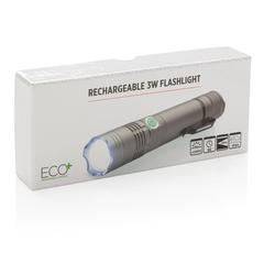 Vue Lampe torche 3W rechargeable de couleur gris| Krokrodeal