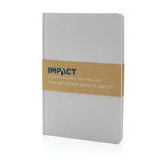 Vue Carnet A5 à couverture rigide en papier de pierre IMPACT de couleur blanc| Krokrodeal