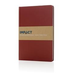Vue Carnet A5 à couverture rigide en papier de pierre IMPACT de couleur rouge| Krokrodeal