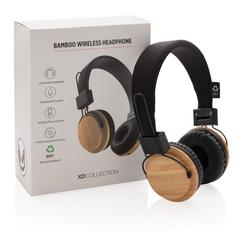 Vue Casque audio sans fil en bambou de couleur marron| Krokrodeal
