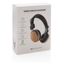 Vue Casque audio sans fil en bambou de couleur marron| Krokrodeal