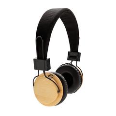 Vue Casque audio sans fil en bambou de couleur marron| Krokrodeal