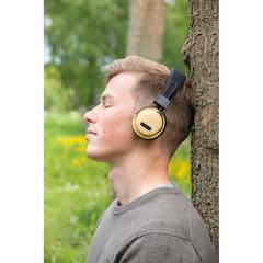 Vue Casque audio sans fil en bambou de couleur marron| Krokrodeal