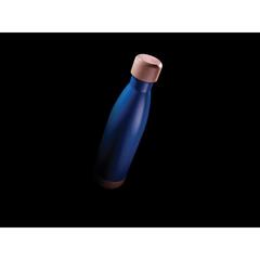 Vue Bouteille isotherme en acier avec finition bambou de couleur bleu| Krokrodeal