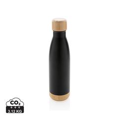 Bouteille isotherme en acier avec finition bambou publicitaire pas cher