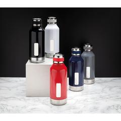 Vue Bouteille étanche avec plaque de couleur blanc| Krokrodeal