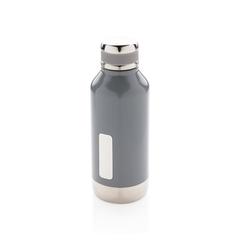Vue Bouteille étanche avec plaque de couleur gris| Krokrodeal