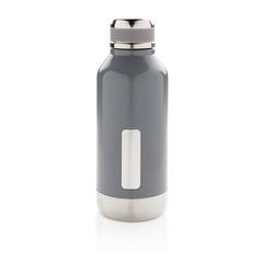 Vue Bouteille étanche avec plaque de couleur gris| Krokrodeal