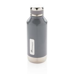 Vue Bouteille étanche avec plaque de couleur gris| Krokrodeal