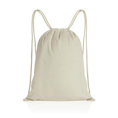 Vue Sac à dos cordelettes en coton recyclé 145 gr Impact AWARE™ de couleur blanc| Krokrodeal