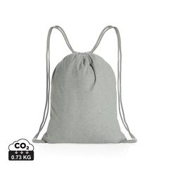 Vue Sac à dos cordelettes en coton recyclé 145 gr Impact AWARE™ de couleur gris| Krokrodeal