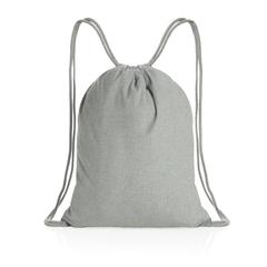 Vue Sac à dos cordelettes en coton recyclé 145 gr Impact AWARE™ de couleur gris| Krokrodeal