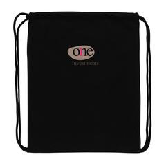 Vue Sac à dos cordelettes en coton recyclé 145 gr Impact AWARE™ de couleur noir| Krokrodeal