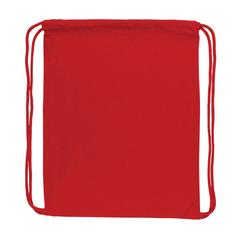 Vue Sac à dos cordelettes en coton recyclé 145 gr Impact AWARE™ de couleur rouge| Krokrodeal