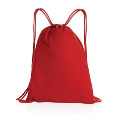 Vue Sac à dos cordelettes en coton recyclé 145 gr Impact AWARE™ de couleur rouge| Krokrodeal