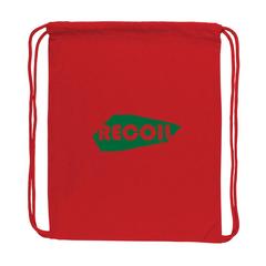 Vue Sac à dos cordelettes en coton recyclé 145 gr Impact AWARE™ de couleur rouge| Krokrodeal