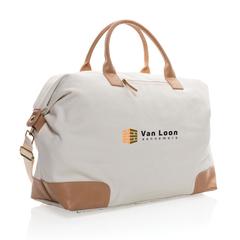 Vue Sac weekend Impact AWARE™ en toile 16oz recyclée de couleur blanc| Krokrodeal