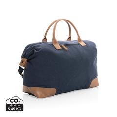 Vue Sac weekend Impact AWARE™ en toile 16oz recyclée de couleur bleu| Krokrodeal