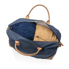Vue Sac weekend Impact AWARE™ en toile 16oz recyclée de couleur bleu| Krokrodeal