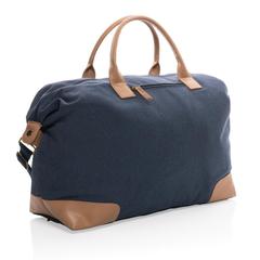 Vue Sac weekend Impact AWARE™ en toile 16oz recyclée de couleur bleu| Krokrodeal