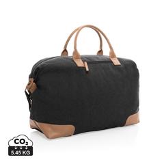 Vue Sac weekend Impact AWARE™ en toile 16oz recyclée de couleur noir| Krokrodeal