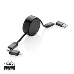 Vue Câble rétractable 6 en 1 en aluminium recyclé Terra RCS de couleur gris| Krokrodeal