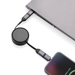 Vue Câble rétractable 6 en 1 en aluminium recyclé Terra RCS de couleur gris| Krokrodeal