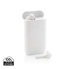 Vue Ecouteurs TWS avec powerbank 5000 mAh Liberty de couleur blanc| Krokrodeal