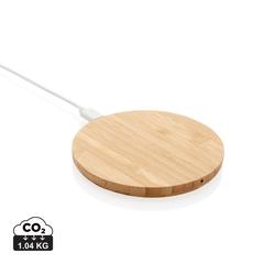 Chargeur sans fil 5W rond en bambou publicitaire pas cher