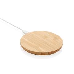 Vue Chargeur sans fil 5W rond en bambou de couleur marron| Krokrodeal