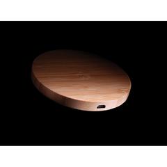 Vue Chargeur sans fil 5W rond en bambou de couleur marron| Krokrodeal