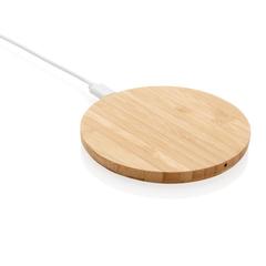 Vue Chargeur sans fil 5W rond en bambou de couleur marron| Krokrodeal