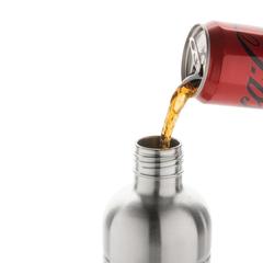 Vue Bouteille pour boisson gazeuse en acier recyclé RCS de couleur gris| Krokrodeal