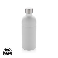 Vue Bouteille pour boisson gazeuse en acier recyclé RCS de couleur blanc| Krokrodeal