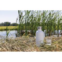 Vue Bouteille pour boisson gazeuse en acier recyclé RCS de couleur blanc| Krokrodeal