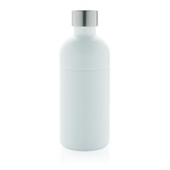Vue Bouteille pour boisson gazeuse en acier recyclé RCS de couleur blanc| Krokrodeal