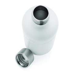 Vue Bouteille pour boisson gazeuse en acier recyclé RCS de couleur blanc| Krokrodeal